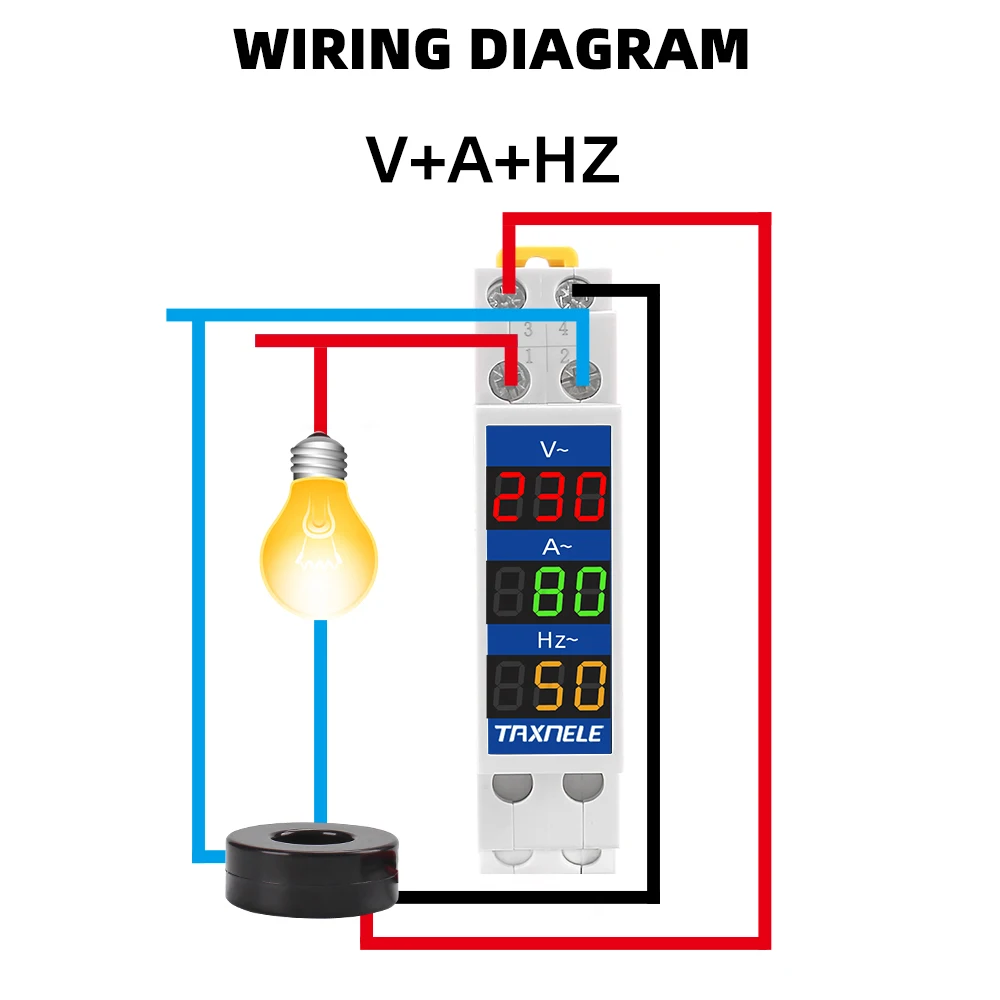 Din Rail 18mm Voltage Current HZ Meter AC 80-500V 220V 380V 100A Modular Voltmeter Ammeter LED Indicator Digital Volt Tester