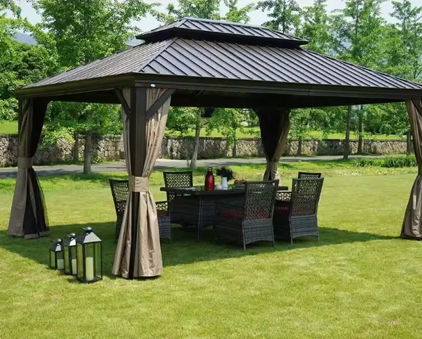 Pergola gazebo di alta qualità, resistente, con zanzariera, protezione UV, resistente alle intemperie, per giardino, patio, cortile.