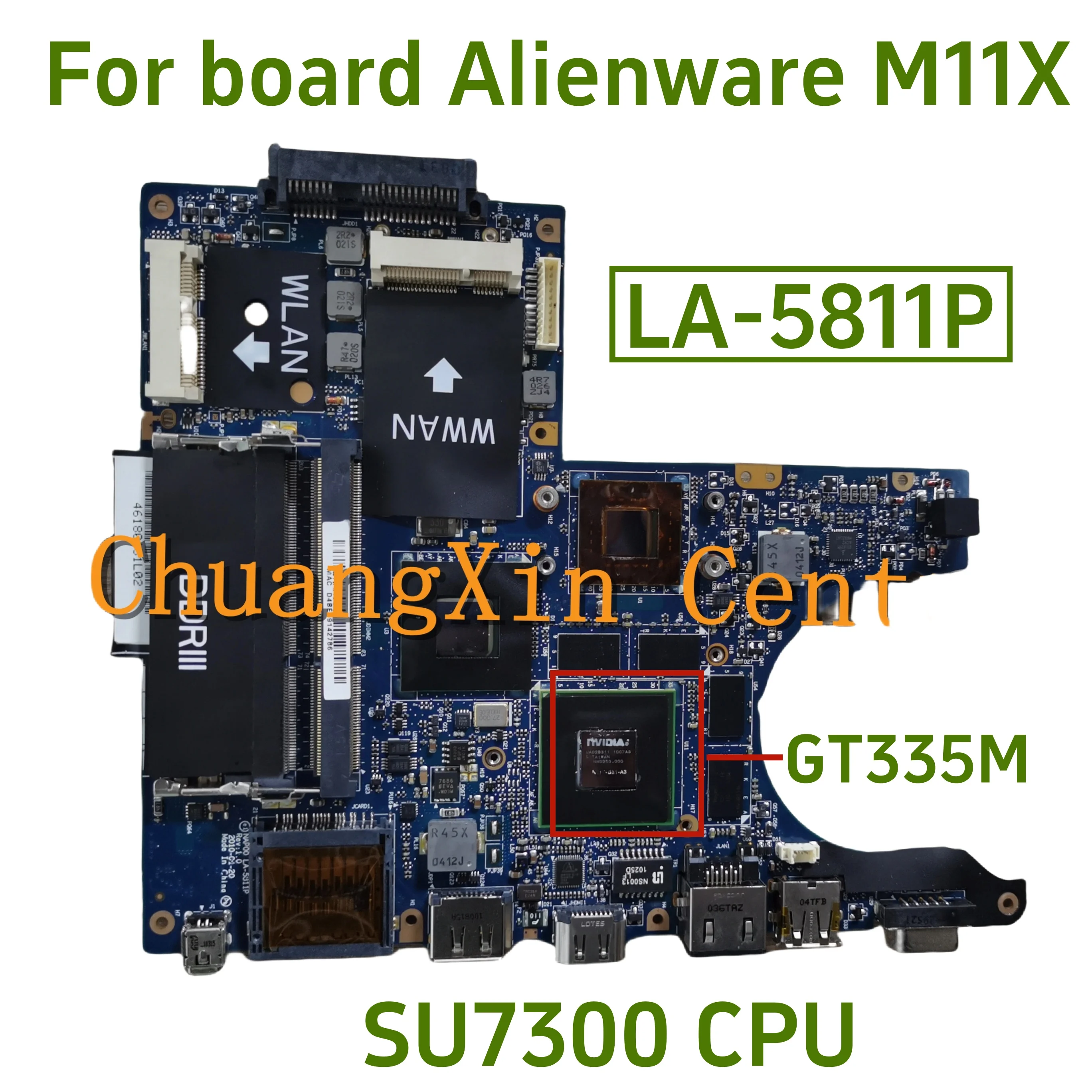 Brand-NEW  K1PWV For board Alienware M11X Laptop Motherboard NAP00 LA-5811P SU7300 CPU GT335M DDR3 100% Fully tested