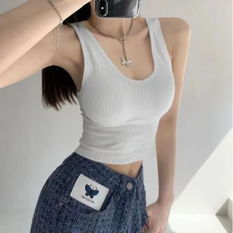 2024 Fashion Versatile Sports Bra Beautiful Back No Steel Ring Gathering Can Be Weared Externally Slim Slim Strap Tank Top