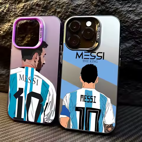 MESSi Football Electroplate Silver IMD Phone Case For Samsung Galaxy S25 S24 S23 FE S22 S21 A54 A53 A55 A33 Shockproof Funda