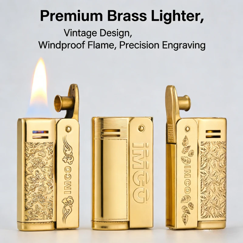 IMCO 6800 Vintage Lighter - Stainless Steel & Brass Craftsmanship with Laser Engraving | Timeless Collector’s Piece & Classic