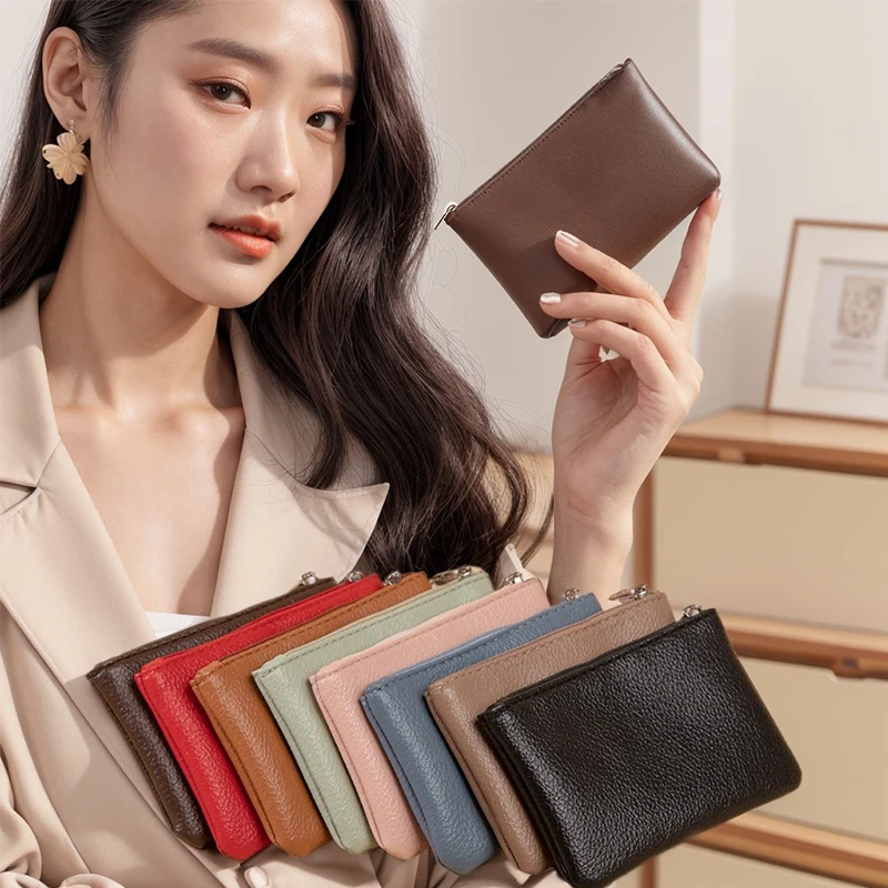 

New Simple Fashion PU Leather Zipper Wallet, Women's Short Coin Purse Pocket Key Bag, Portable Mini Card Coin Storage Bag