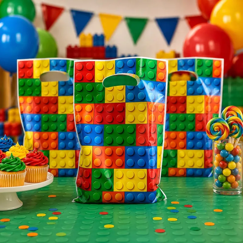 50-200PCS Building Block Birthday Party Favor Bags Goodie Bags Candy Treat Holders for Lego Themed Celebrations Decorations - view 6