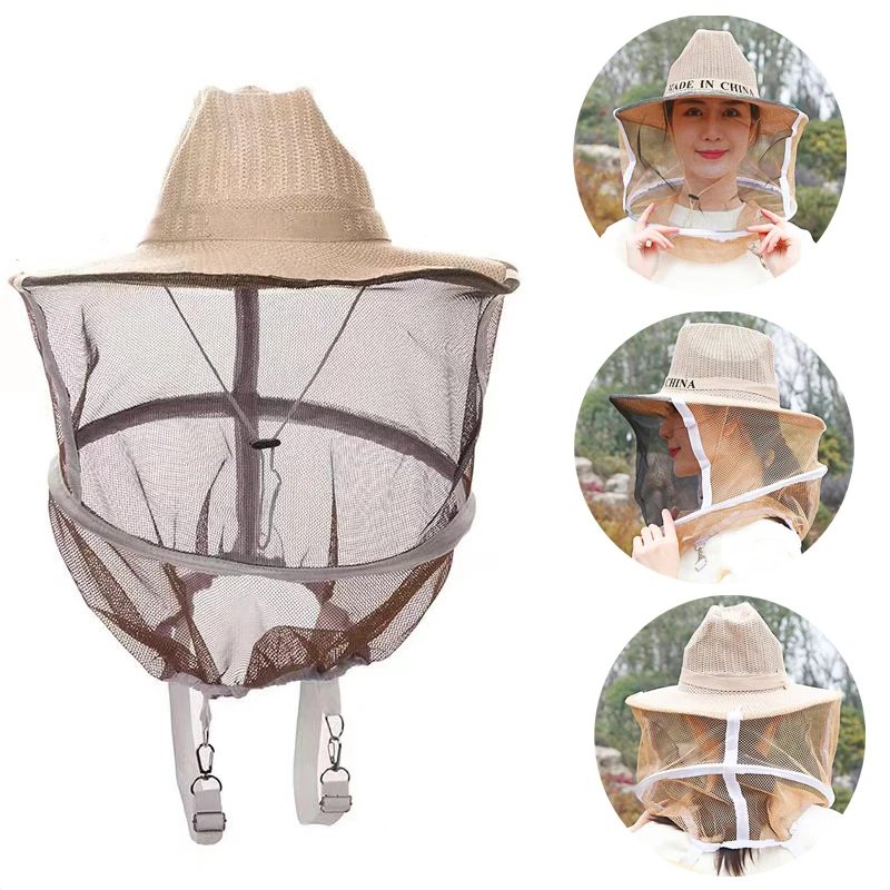 

Beekeeper Anti Bee Hat Beehive Beekeeping Cowboy Hat Mosquito Bee Insect Net Veil Head Face Protector Beekeeper Equipment