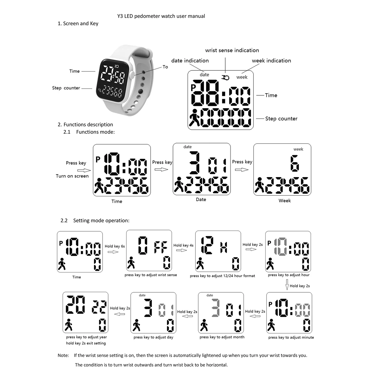 New Children\'s Smart Watch Student Lift Display Step Counting Sports Calendar Electronic Watch Children\'s LED Luminescent Watch