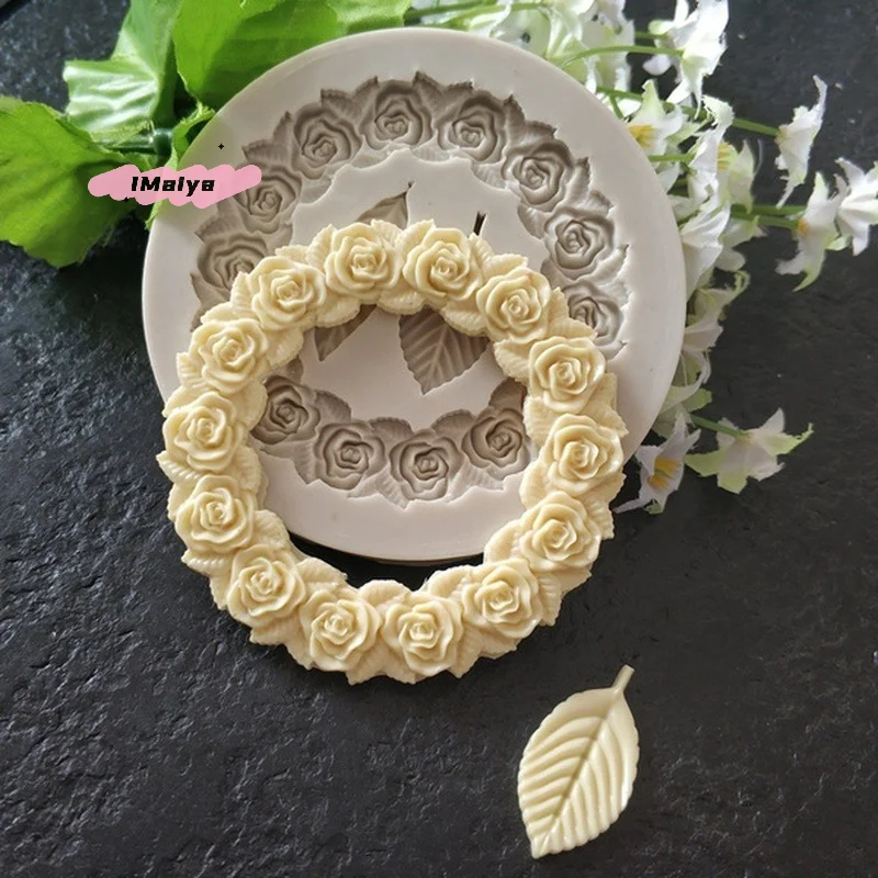 M-1 PC Rosette Leaves Silicone Mold Cake Diy Chocolate Mold Picture Frame Frame Sugar Baking Mold Molding Silicone Kitchen Tool