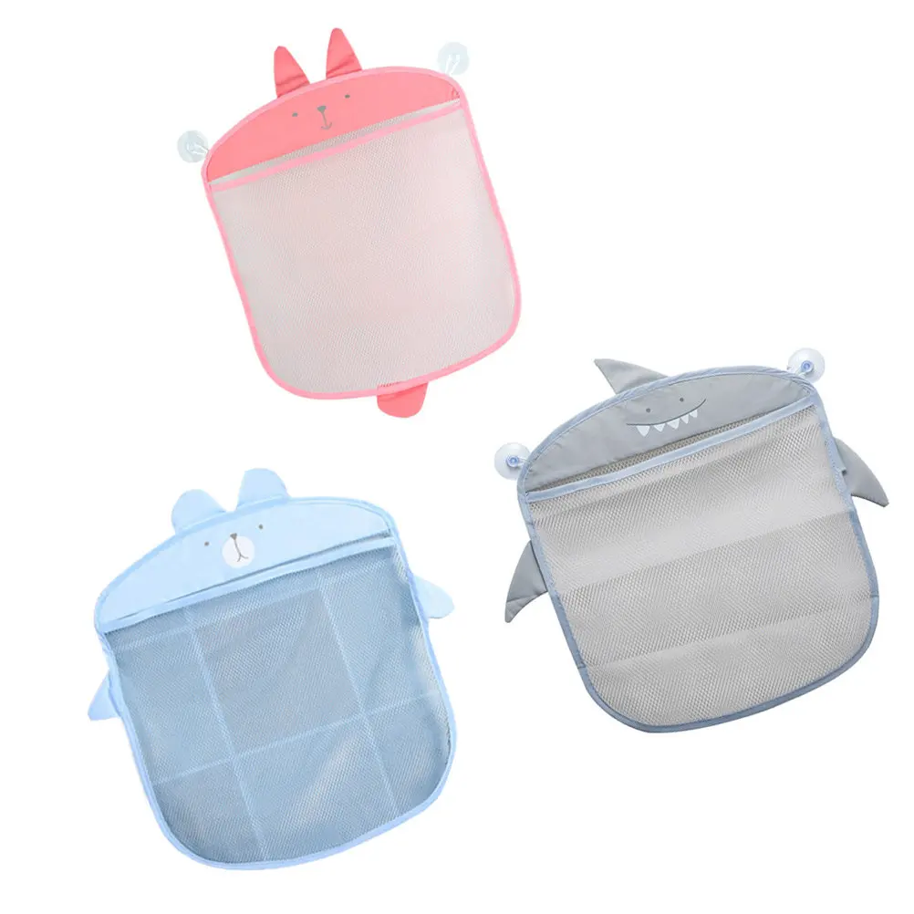 3Pcs Cartoon Hanging Bags Wall-Mounted Multi-Function Bath Storage Organizer Bathroom Mesh Holder Bath Toy Holder