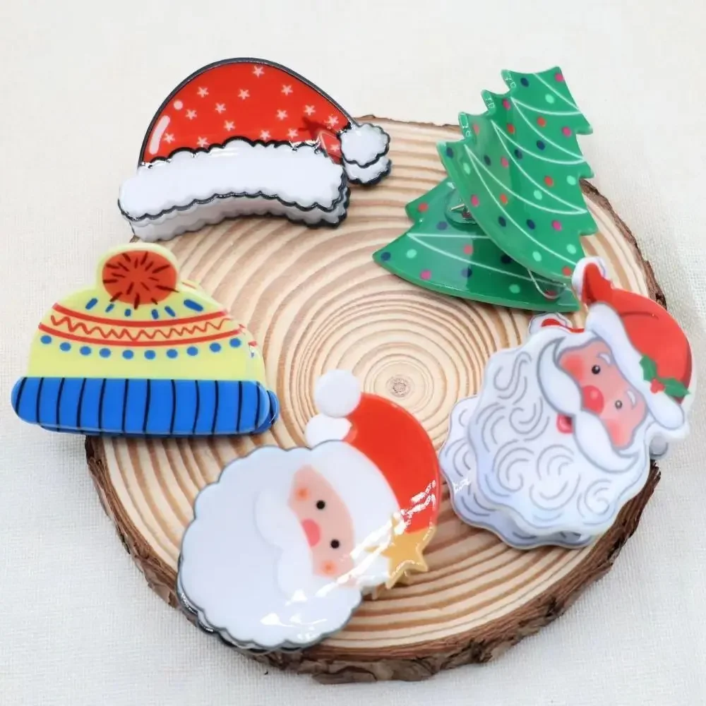 Christmas Snowman Santa Claus Christmas Tree Grab Clip Hair Claw Colourful Hat Small Shark Clip Hair Clip Party Gift Hair