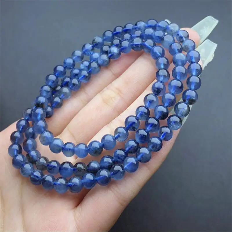 

6MM Natural Aquamarine Triple Circle Bracelet Fashion Crystal Jewelry Bangle For Women Healing Holiday Gift 1pcs