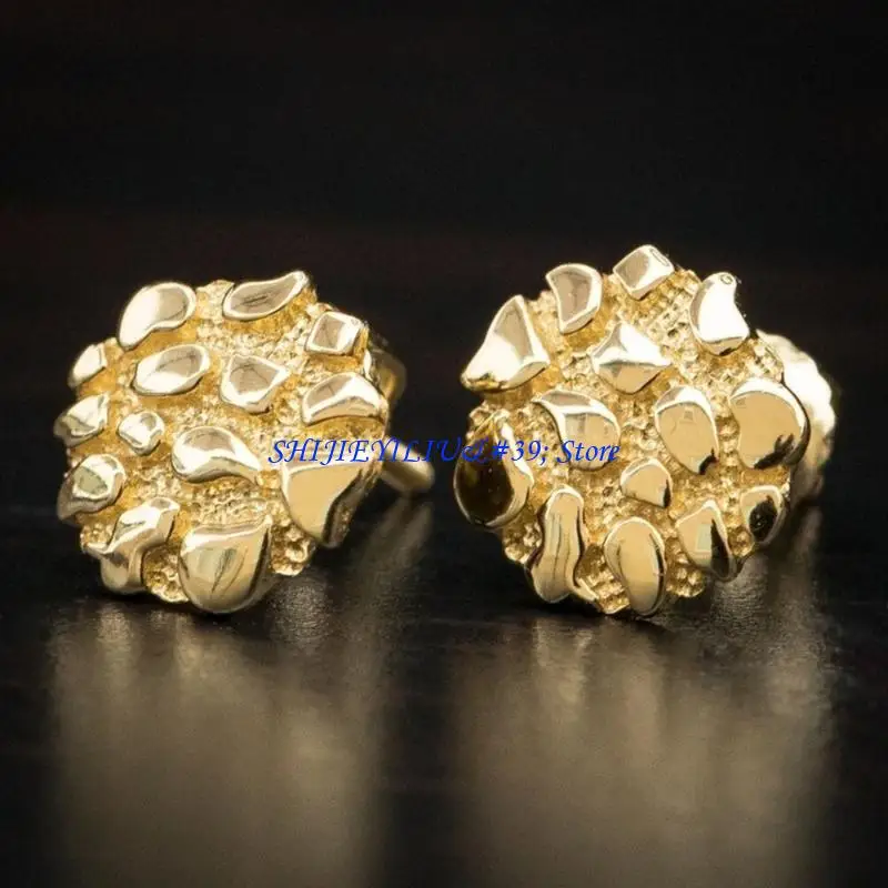 أقراط E21F مصنوعة من سبائك معدنية متطورة تتميز بشكل هندسي غير منتظم لتعزيز أي زي من الملابس الكاجوال إلى العمل