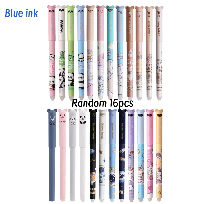 8/20 Pcs Cartoon Blue Ink Erasable Pen Astronaut Panda Rabbit 0.5mm Neutral Pen Writing Tool Sign Pen School Supplies