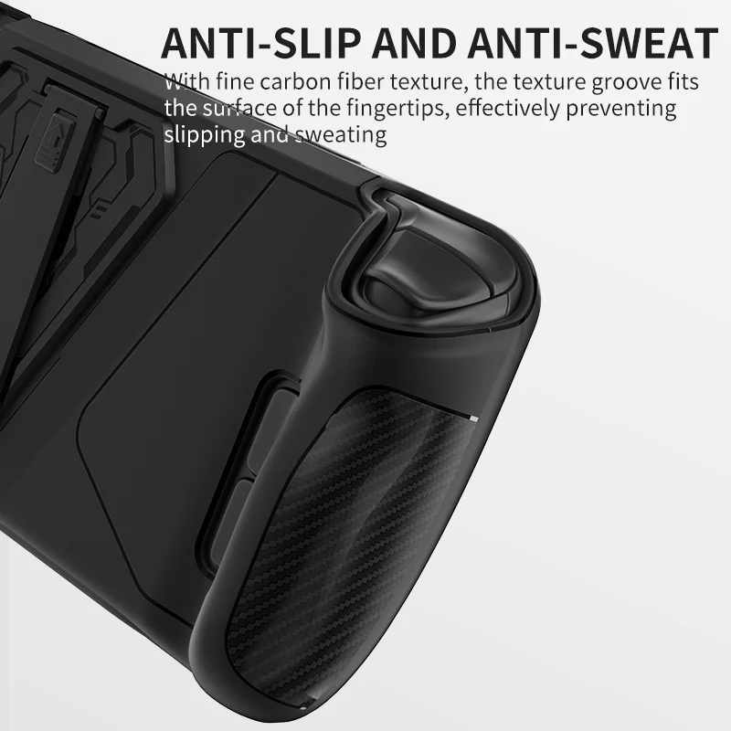 for Steam Deck Protective Case Cover with Kickstand TPU Shockproof Shell Case Tempered Film with Rocker Caps for Steam Deck