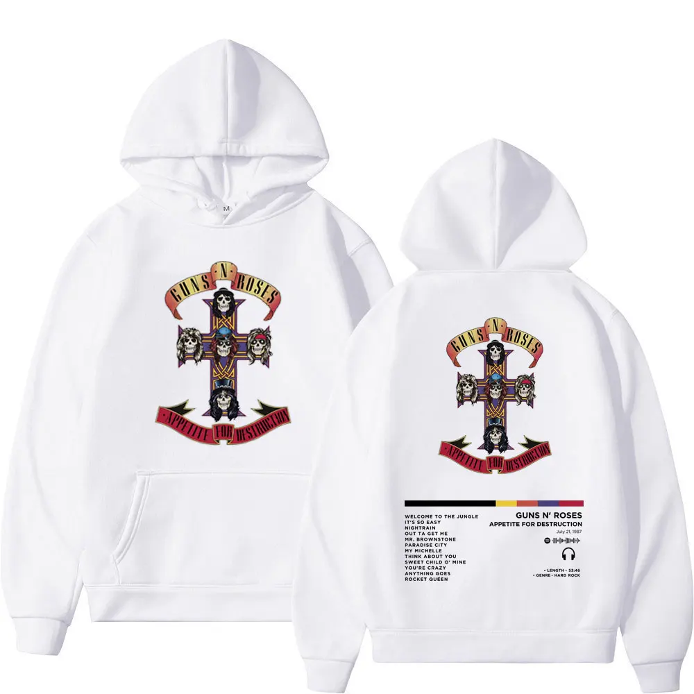 Guns N Roses Band Appetite for Destruction Print Hoodie Rock Hip Hop Trend Sweatshirts Gothic Fashion Oversized Pullovers Unisex