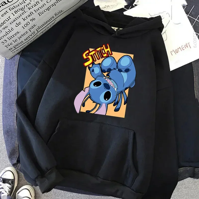 Lilo and Stitch Hoodies for Women\'s Sweatshirt Cartoon Stitch Graphic Hoodie Female Casual Long Sleeves Streetwear Clothing Tops