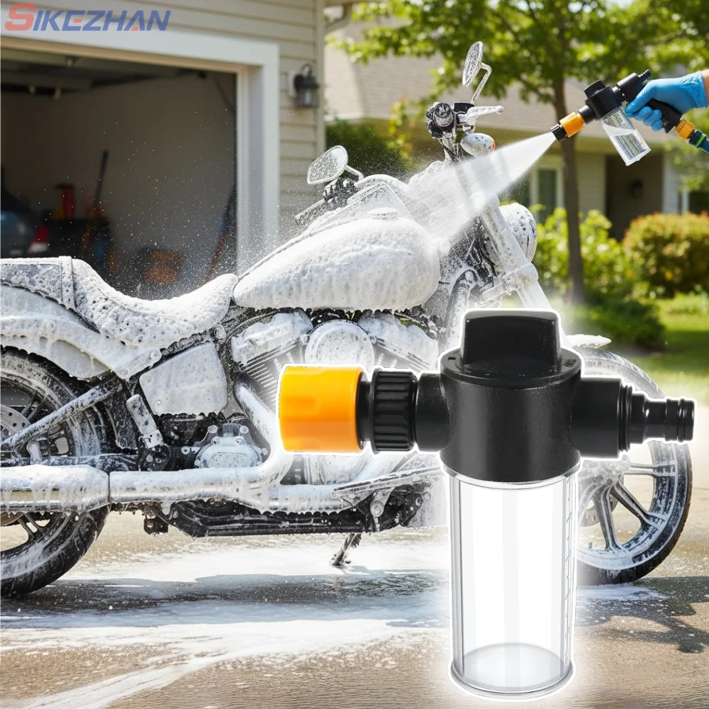 Motorcycle Snow Foam Spray Bottle for Garden Hose, High Pressure Water Gun Nozzle, Bike Wash Cleaner Tool
