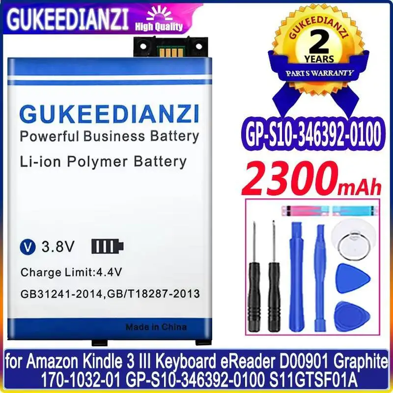 بطارية الجهاز اللوحي 2300Mah لأمازون كيندل 3 Iii قارئ لوحة المفاتيح D00901 الجرافيت 170-1032-01 GP-S10-346392-0100 S11GTSF01A #1