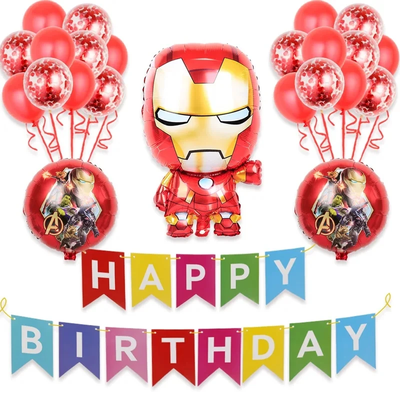 Ensemble de ballons décoratifs pour anniversaire, thème Marvel Avengers, Spider Man, Iron Man, MEDK