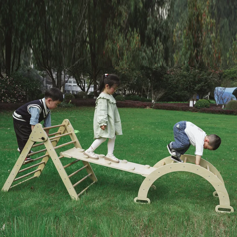 

Wooden Climbing Frame, Indoor and Outdoor Multi-functional Slide, Climbing Arch Toy