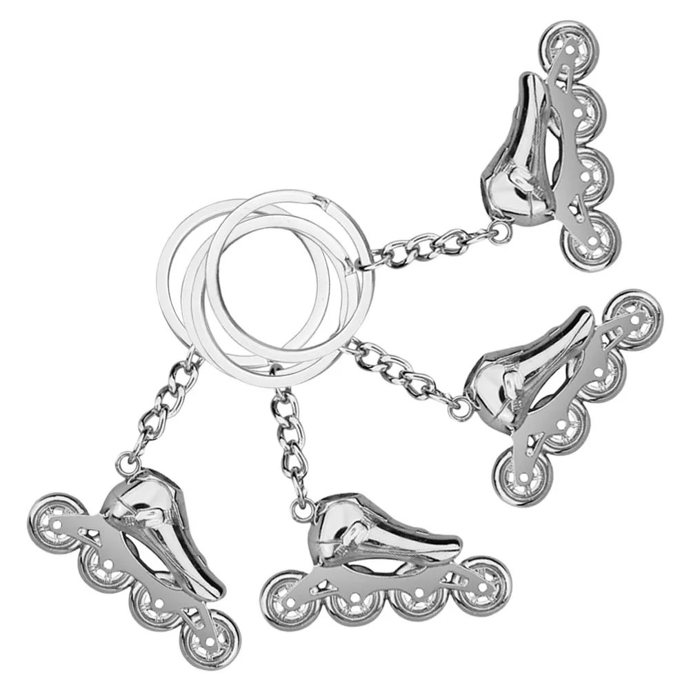 

4Pcs Creative 3D Roller Skate Keychain Pendant Stylish Bag Backpack Accessory Zinc Alloy Craftsmanship Skating Enthusiast Gift