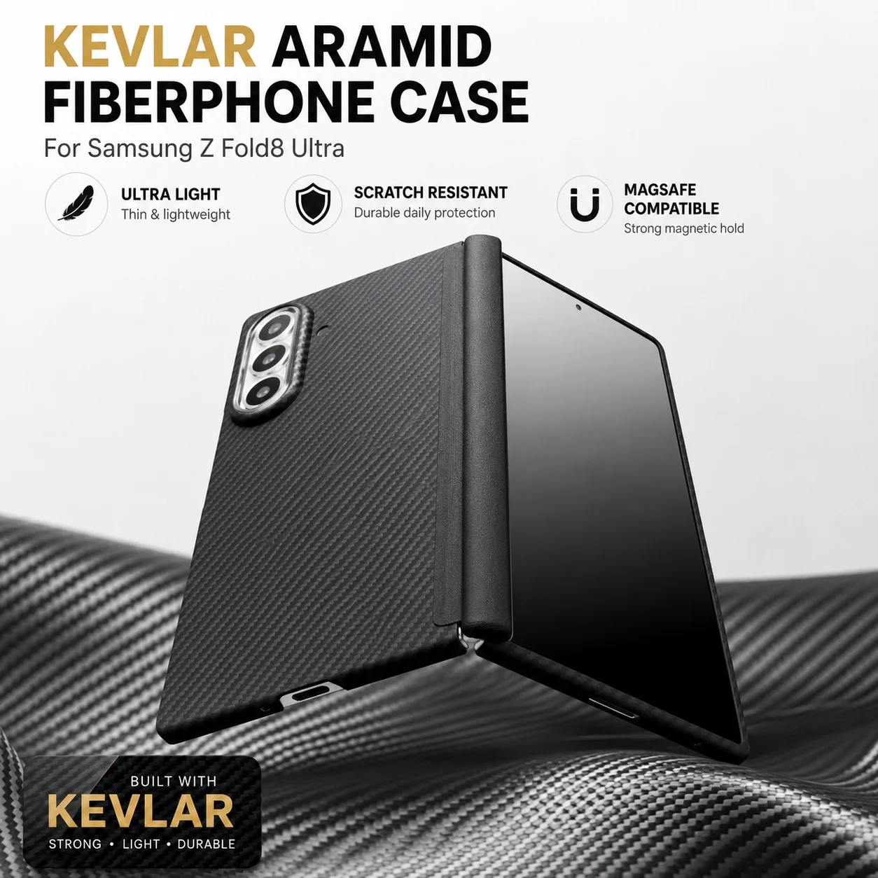 Real Kevlar Aramid Fiber MagSafe Case for Samsung Galaxy Z Fold 8 Ultra Slim Magnetic Carbon Fiber Protective Phone Cover