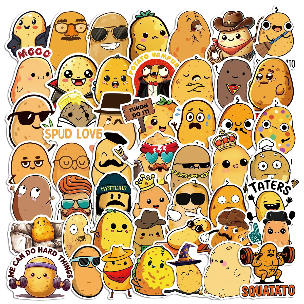 

50PCS Cartoon Funny Potato Meme Sticker Cute Graffiti Waterproof Decal Kids Toy for Diary Luggage Scrapbook Skateboard Guitar