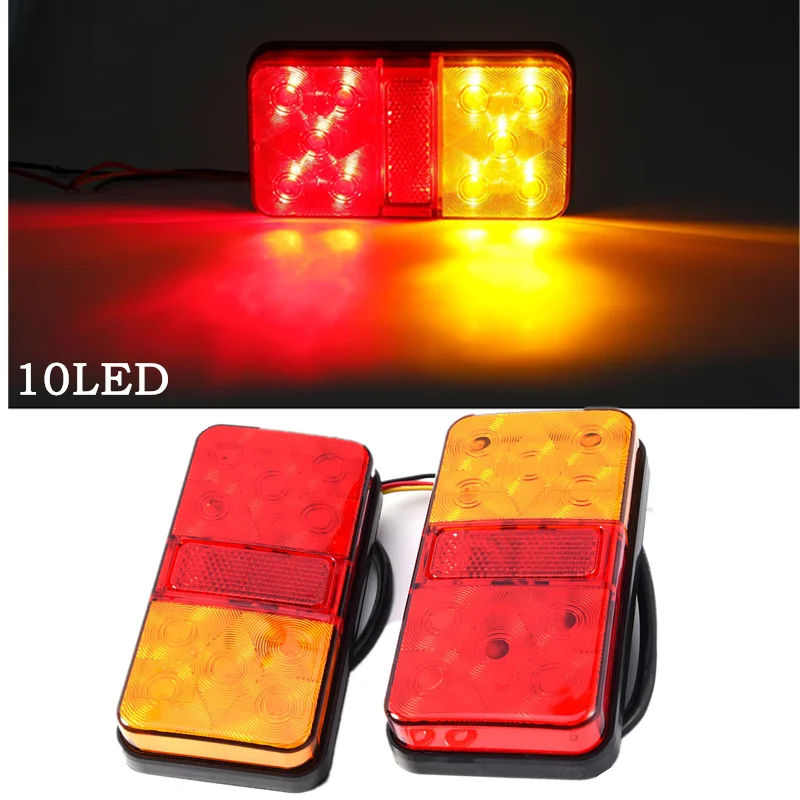 2 قطعة الشاحنات الذيل ضوء سيارة مقطورة بدوره إشارة المصابيح الخلفية مقاوم للماء 12 فولت تشغيل الذيل مصباح تحذير مؤشر مصباح ليد للشاحنة