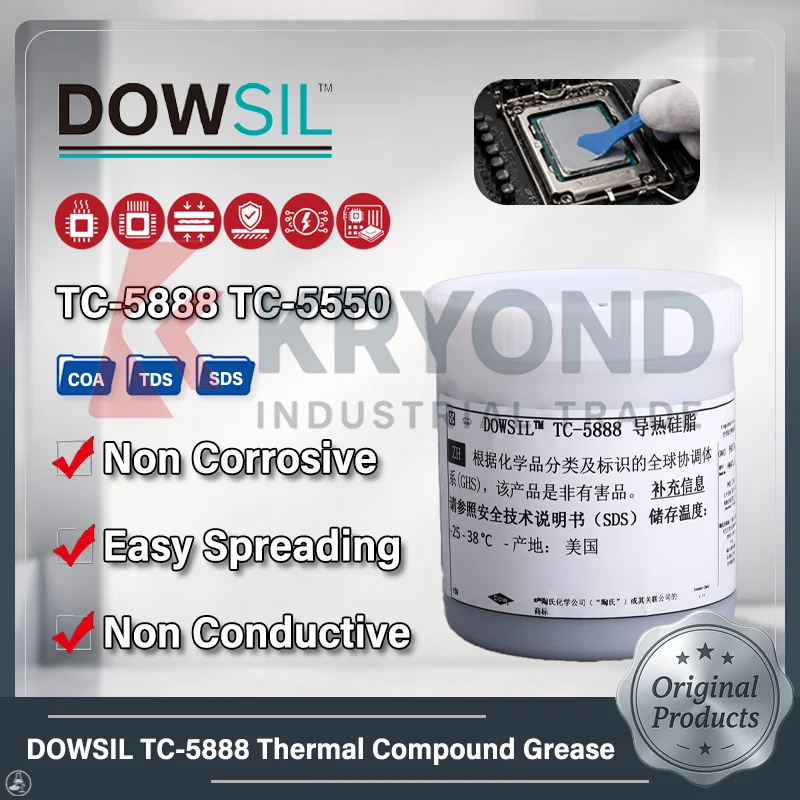 DOWSIL TC-5888 Thermal Compound Grease TC-5550 TC-5026 TC-5021 TC-5625C TC-5121C SC-102 CPU GPU PCB Heatsink Electronics Cooling