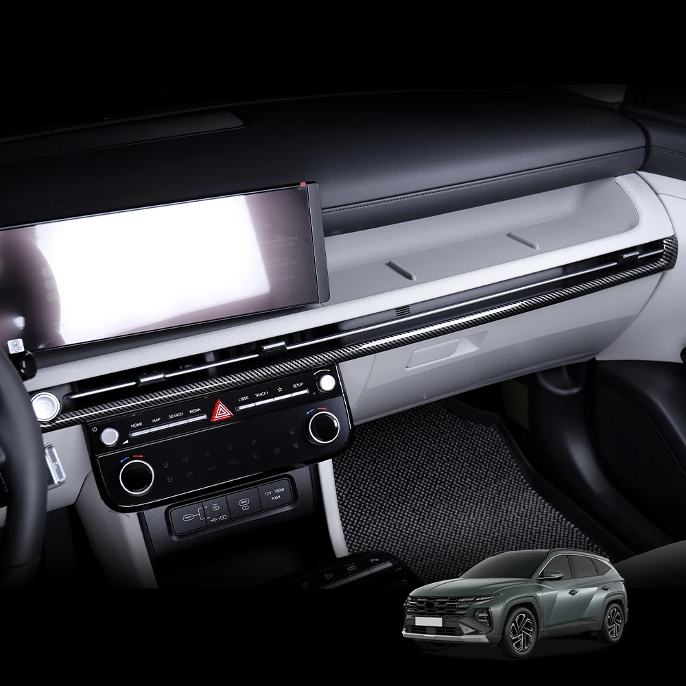 

For Hyundai Tucson NX4 2025 Carbon Fiber Style Instrument Panel Decorative Frame Car Dashboard Trim Stripe Cover Interior LHD X