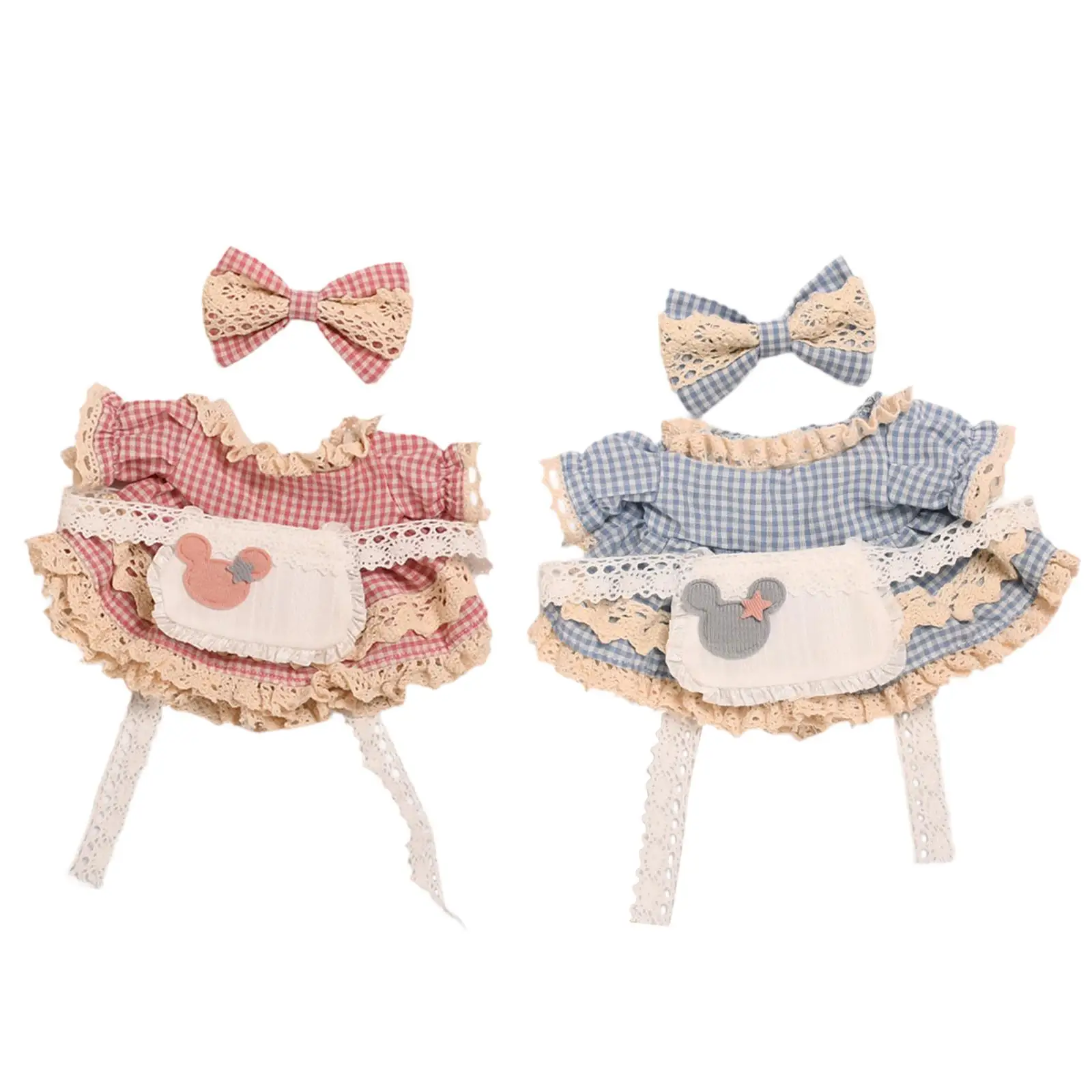 Stuffed Doll Checkered Dress Plush Doll Accessories Clothes for 20cm Dolls