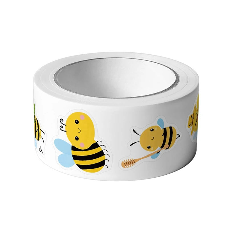 Rollo de pegatinas de abeja: 500 pegatinas lindas de abeja para jardín de infantes para recuerdos de Navidad, suministros de oficina y manualidades