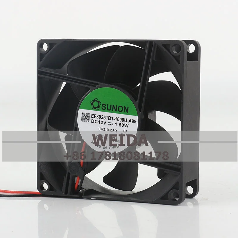 Original SUNON EF80251B1-1000U-A99 8025 DC12V 1.5W 8CM magnetic suspension silent cabinet chassis Cooling fan 80 x 80 x 25MM