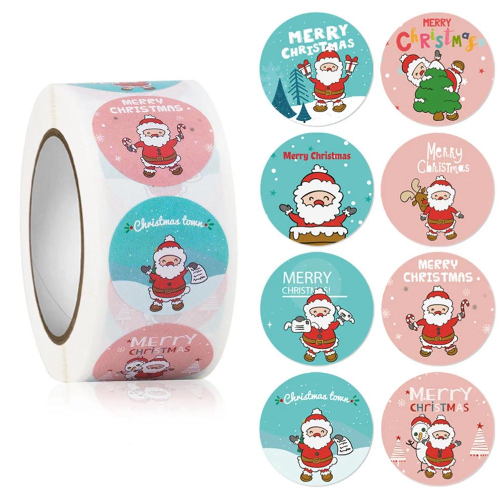 

500pcs/Roll Merry Christmas Stickers Labels Christmas Tags Xmas Gift Boxes Envelope Candy Bag Sealing Stickers New Year Stickers