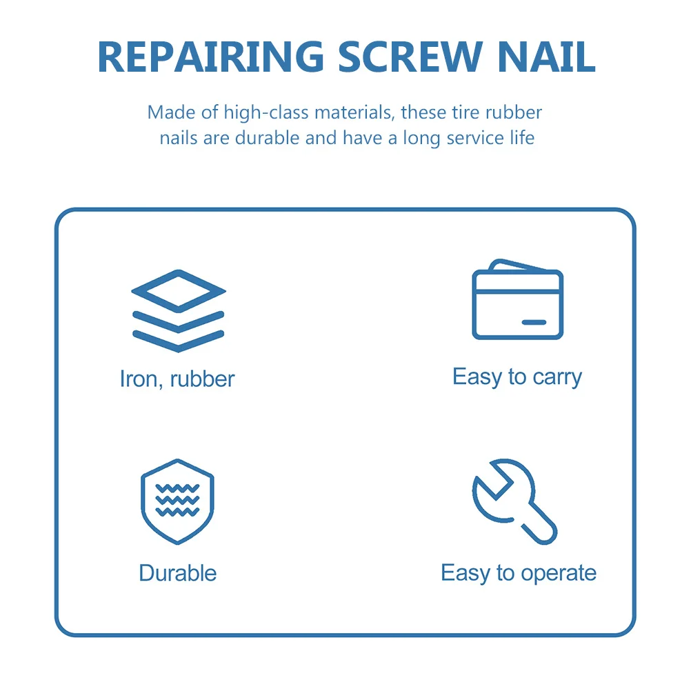 

60Pcs Tire Repair Rubber Nails Rust Proof Car Tire Repair Screws Anti Skid Nails for Electric Bike Motorbike Bicycle