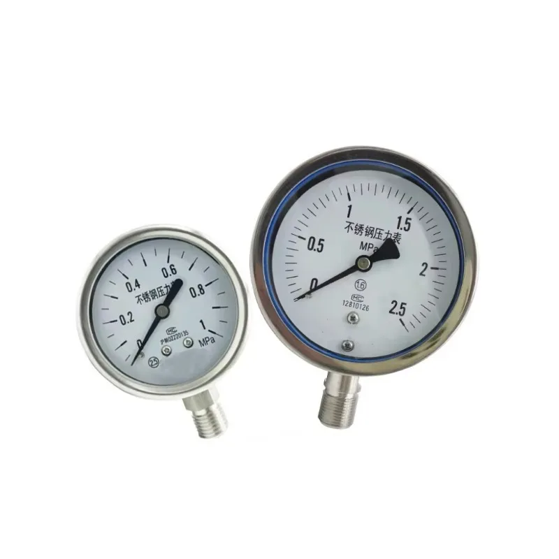 Stainless Steel Manometer Glycerin Filled Pressure Gauge Shock-proof   Oil Water  0-1.6/100MPa Mul