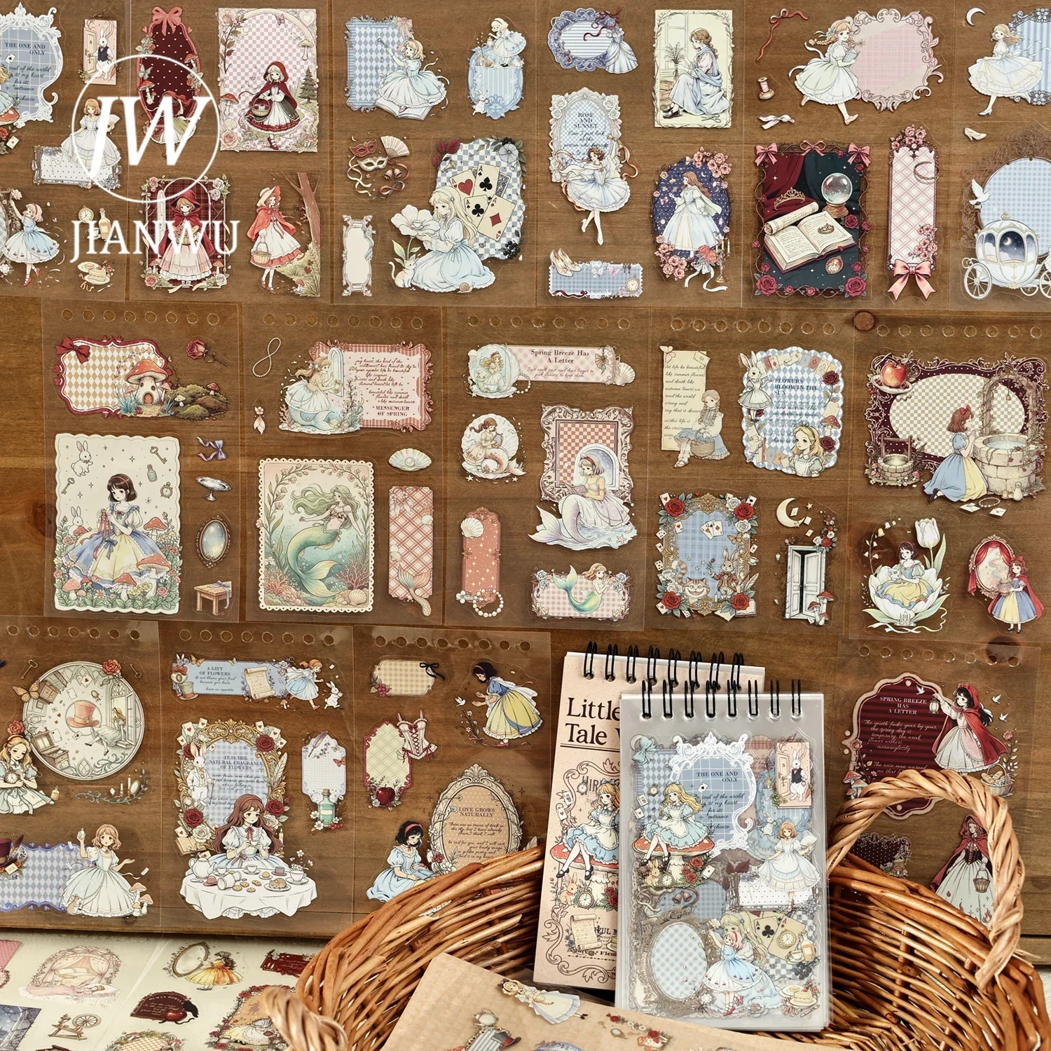 JIANWU Vintage Fairy Tale Character Landscape Material Collage Scrapbooking PET Sticker Book Creative DIY Journal Stationery