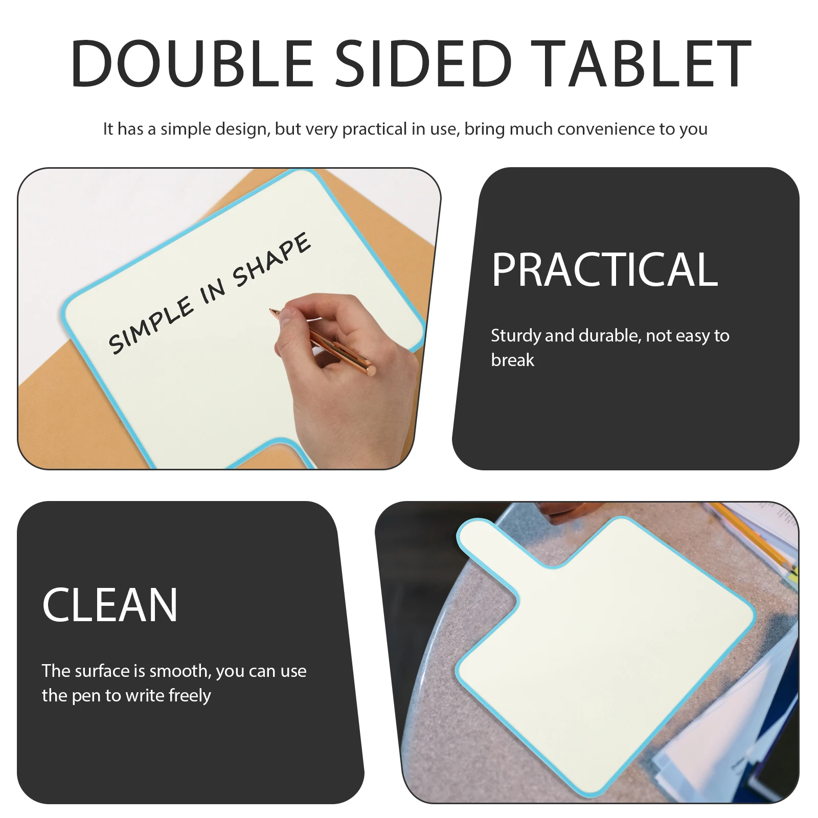 

Erasable Handheld White Board Teaching Tool Blank Paddle Mini Size Smooth Edge Safe Practical Use