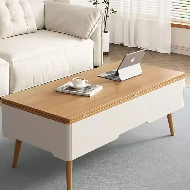 Mesa de centro móvil de estilo nórdico, mueble Moderno, organizador, elevador, Trau