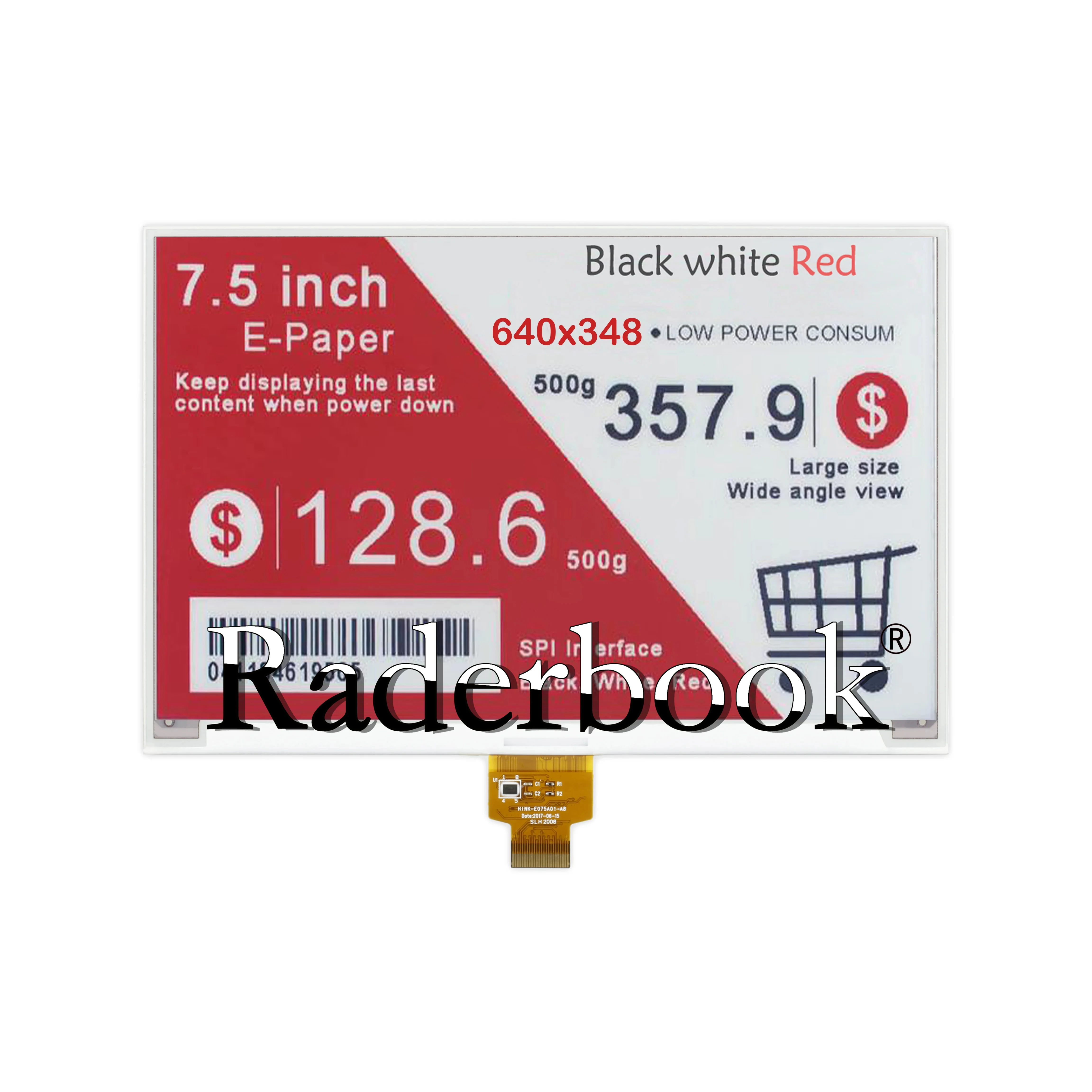 

7.5inch E-Ink Display HAT 640x384 Resolution SPI interface Compatible with Raspberry Pi 3B/3B+/Zero/Zero W 7.5 inch e-Paper HAT