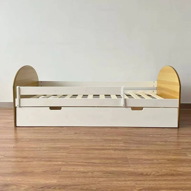 Solid wood children's with guardrail boys single bed 1.5 splicing bed household youth pull-out