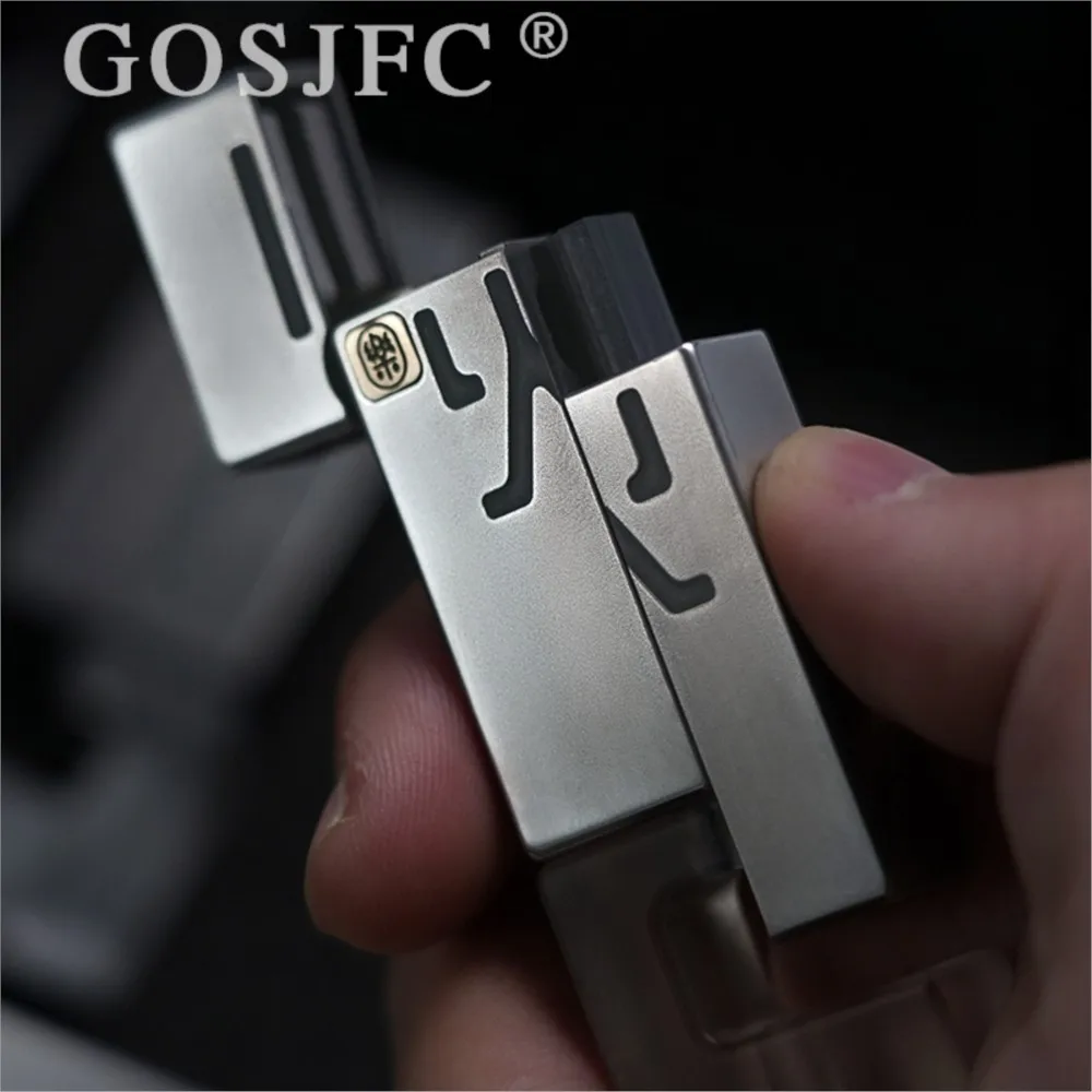 YOLO STUDIO NO FIRE Push Slider Edelstahl Gravur Stress Relief Spielzeug Finger Spinner Fidget Slider