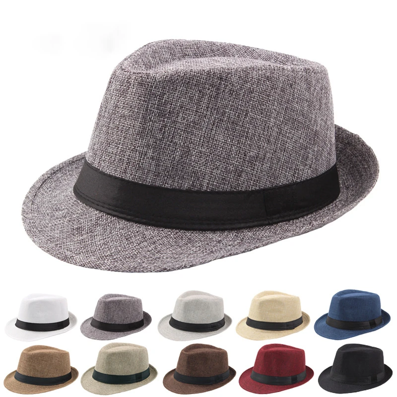 Modny męski kapelusz słomkowy z szerokim rondem damski letni jednolity kolor Fedoras Jazz czapka przeciwsłoneczna Outdoor Casual Panama kowbojskie kapelusze