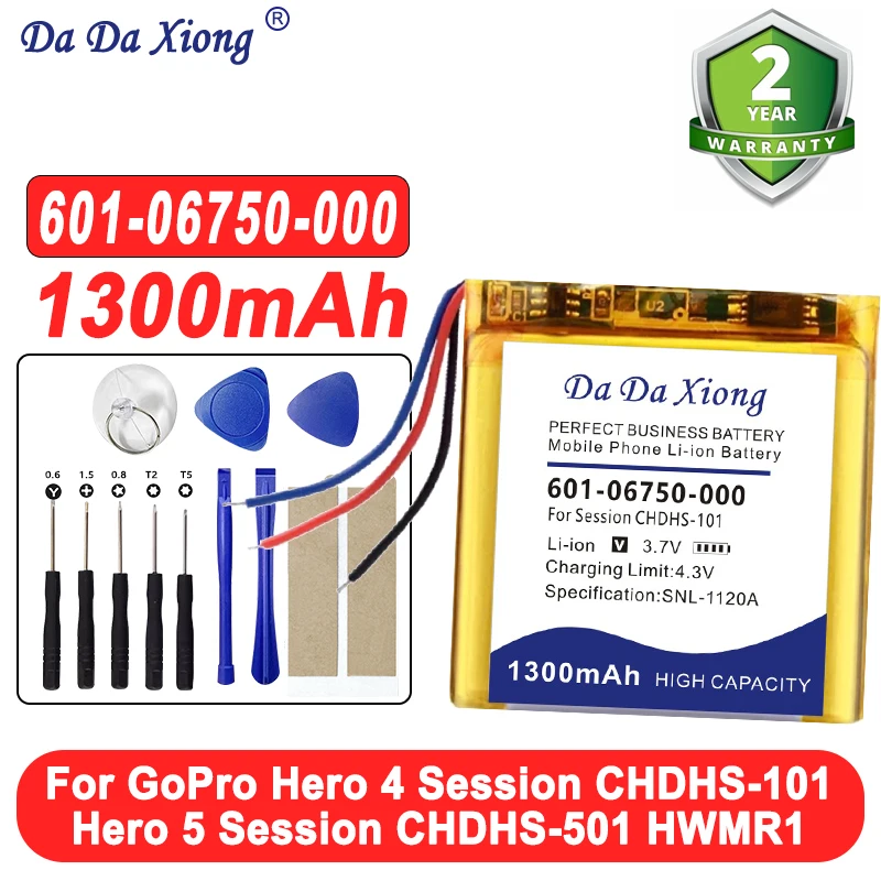 601-10257-000 601-06750-101 601-06750-000 1300mAh Battery For GoPro Hero 5 Session CHDHS-501 HWMR1 / Hero 4 Session CHDHS-101