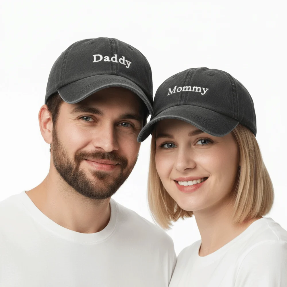 Vintage Letter Embroidered Daddy & Mommy Baseball Cap Cotton Adjustable Parent Matching Baseball Cap Dad Hats For Man Women