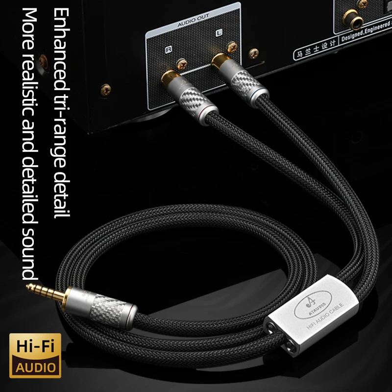 Hi-end OCC HiFi 4.4mm to 2RCA Audio Cable Gold Plated Plug 4.4mm Balanced to 2RCA Male Audio Adapter Cable for Amplifier Speaker