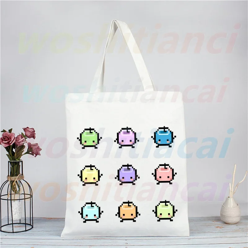 Sacola de ombro Stardew Valley Farm Canvas para mulheres, Pelican Town Game, Bolsas de compras eco reutilizáveis, Bolsas Ulzzang Vintage