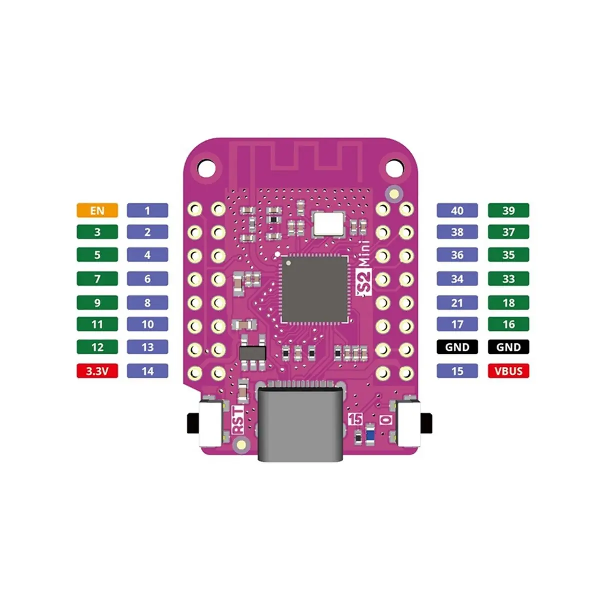 5Pcs S2 V1.0.0 WIFI IOT Board Based -S2FN4R2 -S2 4MB FLASH 2MB PSRAM for MicroPython/
