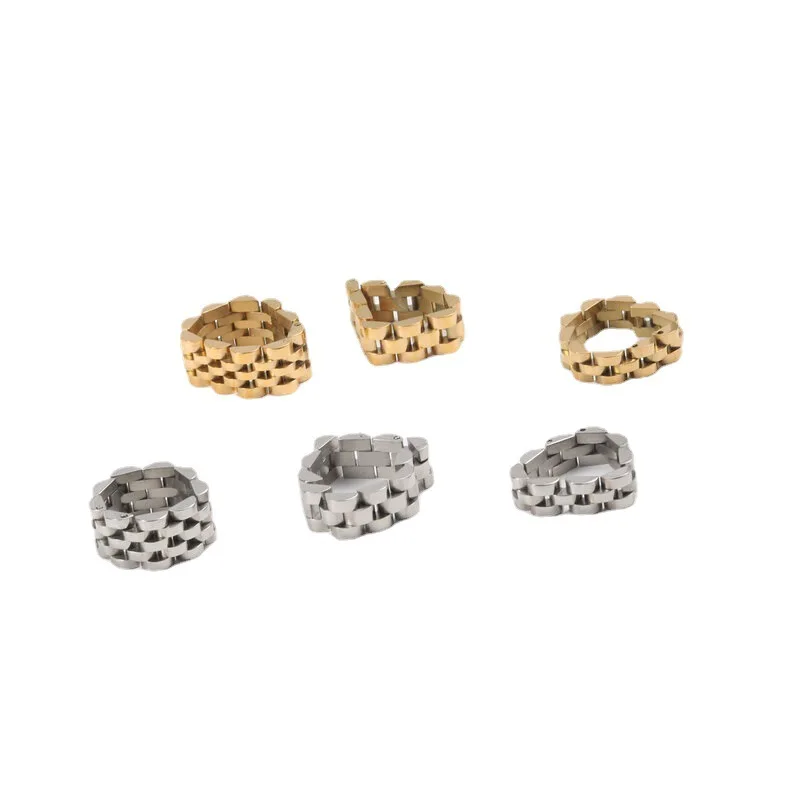 Joolim Jewelry Wholesale High End PVD Waterproof&Tarnish Free Classic Tank Chain Adjustable Stainless Steel Ring for Women