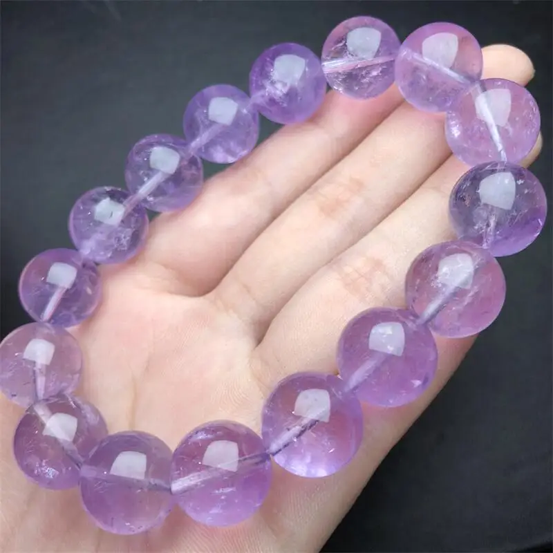 14.5MM Natural Lavender Amethyst Bracelet Reiki Healing Fengshui Stone Fashion Jewelry For Women Holiday Gift 1PCS