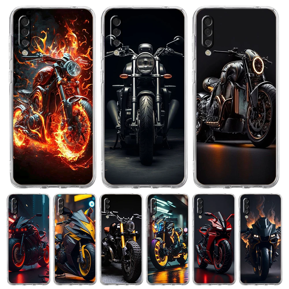 

Motorcycle Transparent Phone Case for Samsung Galaxy A12 A50 A52 A70 A40 A10 A20 A30 A02 A03S A04 Cover Silicone Shell Capas Bag